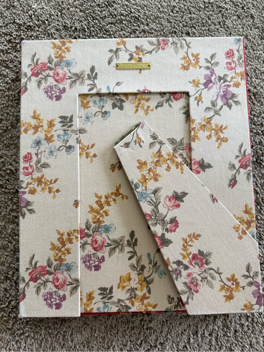 Ralph Lauren Coral Floral Fabric 5x7 Photo Frame - Picture 2 of 2